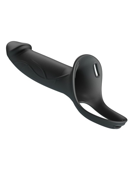 PRETTY LOVE - LONDON UNIVERSAL HARNESS WITH SILICONE STRAP-ON DILDO BLACK 16.8 CM