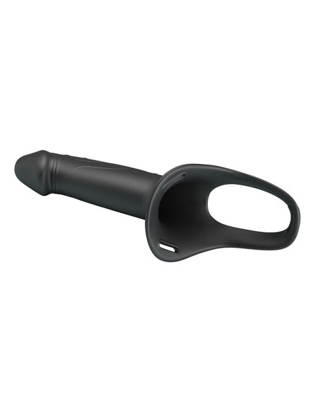 PRETTY LOVE - LONDON UNIVERSAL HARNESS WITH SILICONE STRAP-ON DILDO BLACK 16.8 CM