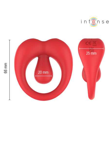 INTENSE - RUSSELL VIBRATING PENIS RING WITH CLITORIS STIMULATION RED
