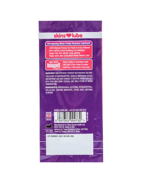 SKINS - FRUITY WATER-BASED LUBRICANT MANGO  PASSION FRUIT SINGLE-DOSE 5 ML
