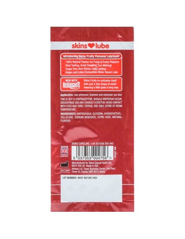 SKINS - FRUITY WATER-BASED LUBRICANT STRAWBERRY...
