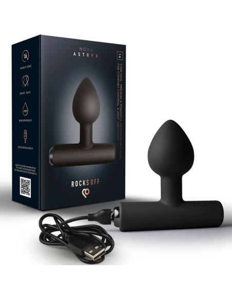 ROCKS-OFF - NOVA ASTRYX PREMIUM PLUG ANAL RECARGABLE 16 FUNCIONES NEGRO