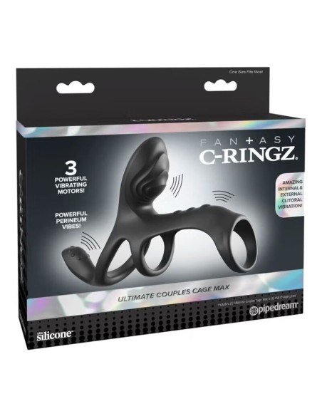 FANTASY C-RINGZ - ULTIMATE COUPLES CAGE MAX VIBRATING COCK RING 19.5 CM
