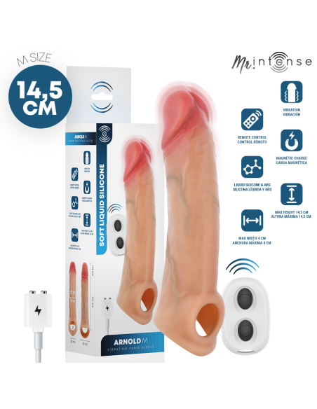 MR INTENSE - ARNOLD M VIBRATOR SILICONE PENIS SLEEVE WITH REMOTE CONTROL 14.5 CM -Ø- 4 CM