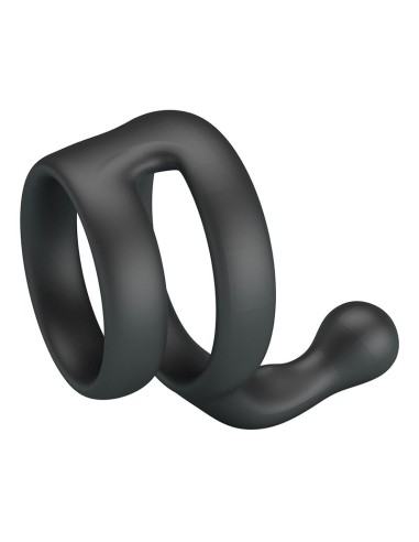CRAZY BULL - YANCY DOUBLE COCK AND BALL RING BLACK