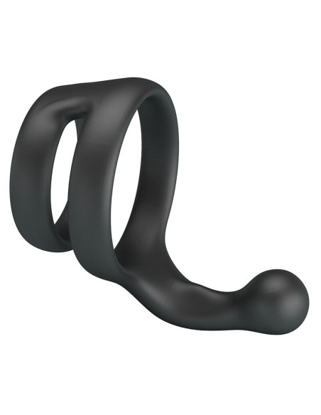 CRAZY BULL - YANCY DOUBLE COCK AND BALL RING BLACK