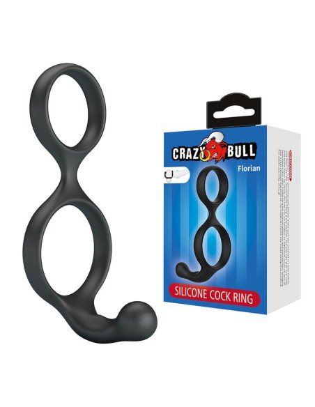 CRAZY BULL - FLORIAN DOUBLE COCK AND BALL RING BLACK