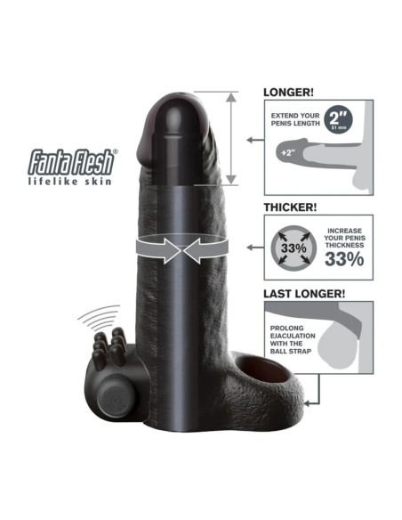 FANTASY X-TENSIONS - VIBRATING REAL FEEL 5CM PENIS EXTENSION SLEEVE BLACK