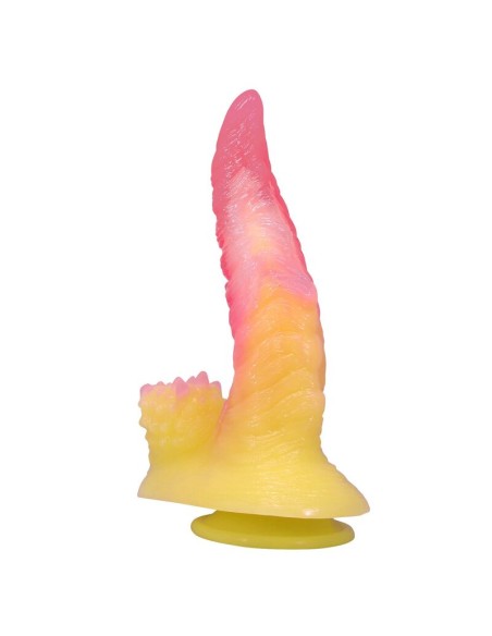 POWER MONSTERS - RIPPLIED MONSTER FANTASY DILDO WITH SUCTION CUP 22.5 CM Ø 5.5 CM PINK  YELLOW