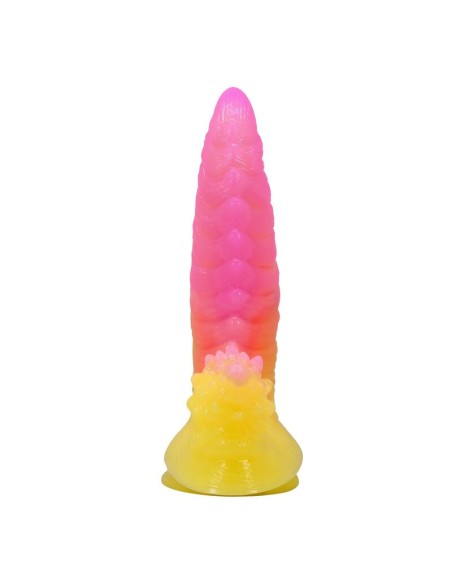 POWER MONSTERS - RIPPLIED MONSTER FANTASY DILDO WITH SUCTION CUP 22.5 CM Ø 5.5 CM PINK  YELLOW