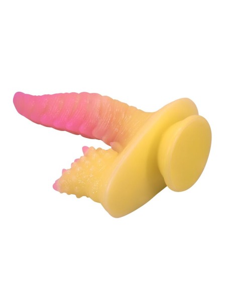 POWER MONSTERS - RIPPLIED MONSTER FANTASY DILDO WITH SUCTION CUP 22.5 CM Ø 5.5 CM PINK  YELLOW