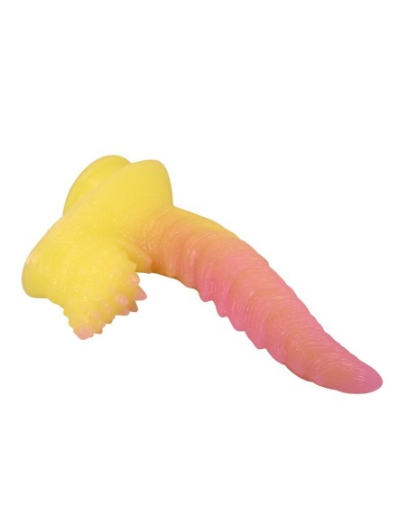 POWER MONSTERS - RIPPLIED MONSTER FANTASY DILDO WITH SUCTION CUP 22.5 CM Ø 5.5 CM PINK  YELLOW