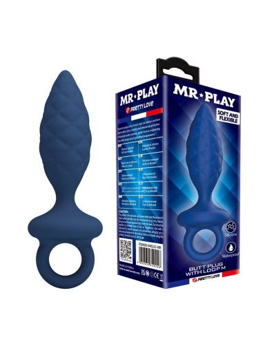 MR PLAY - TEXTURED ANAL PLUG WITH RING BLUE M