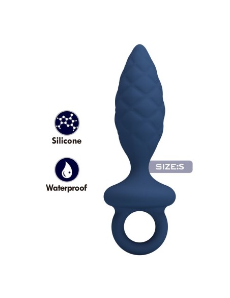 MR PLAY - TEXTURED ANAL PLUG WITH RING BLUE S