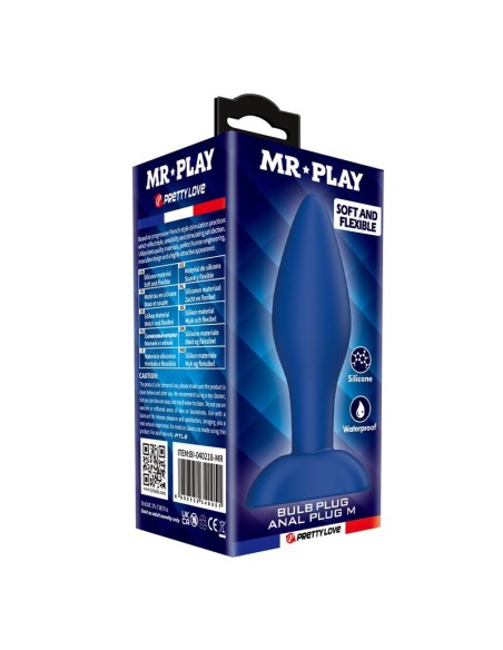 MR PLAY - TAPERED SILICONE ANAL PLUG BLUE M