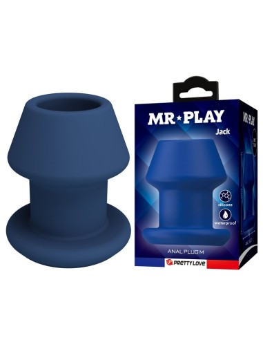 MR PLAY - JACK BLUE SILICONE HOLLOW ANAL PLUG...