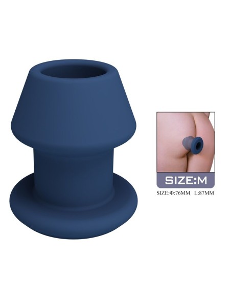 MR PLAY - JACK BLUE SILICONE HOLLOW ANAL PLUG SIZE M