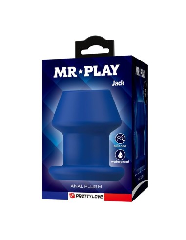 MR PLAY - JACK BLUE SILICONE HOLLOW ANAL PLUG...