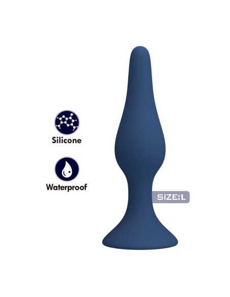 MR PLAY - SLIM SILICONE ANAL PLUG BLUE L
