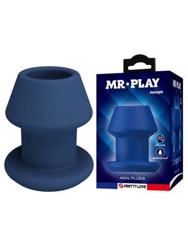 MR PLAY - JACK BLUE SILICONE HOLLOW ANAL PLUG...