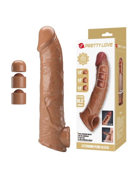 PRETTY LOVE - ADJUSTABLE PENIS EXTENSION SLEEVE 26 CM Ø 4 CM NATURAL