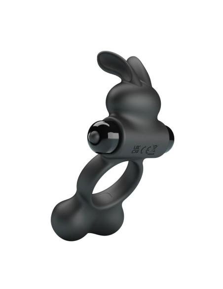 PRETTY LOVE - VIBRATING PENIS RING WITH BUNNY STIMULATOR 10 FUNCTIONS BLACK