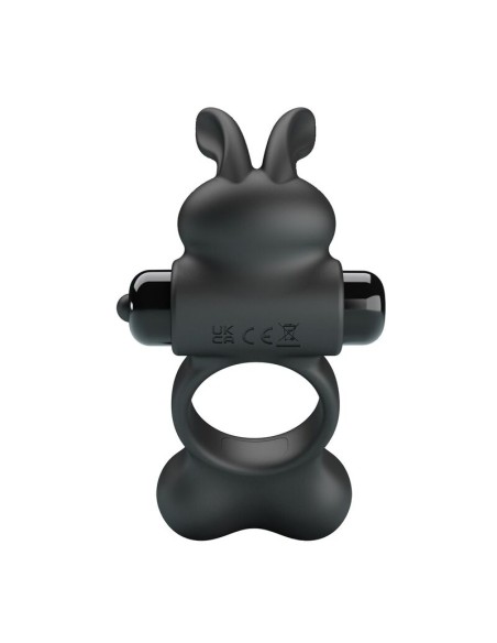 PRETTY LOVE - VIBRATING PENIS RING WITH BUNNY STIMULATOR 10 FUNCTIONS BLACK