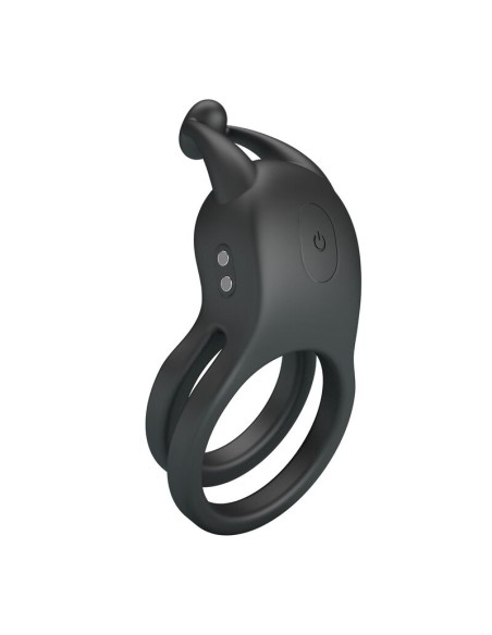 PRETTY LOVE - GOODWIN RECHARGEABLE DOUBLE VIBRATING COCK RING BLACK