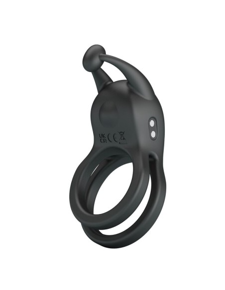 PRETTY LOVE - GOODWIN RECHARGEABLE DOUBLE VIBRATING COCK RING BLACK
