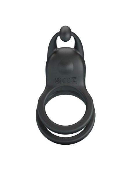 PRETTY LOVE - GOODWIN RECHARGEABLE DOUBLE VIBRATING COCK RING BLACK