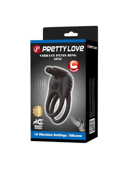 PRETTY LOVE - SINI RECHARGEABLE VIBRATING COCK RING 10 FUNCTIONS BLACK