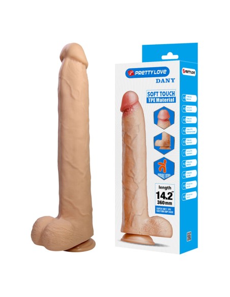 PRETTY LOVE - DANY FLEXIBLE REALISTIC DILDO WITH SUCTION CUP 36 CM -Ø- 5.6 CM