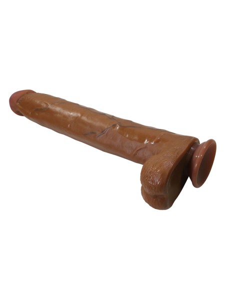 PRETTY LOVE - DANY REALISTIC FLEXIBLE DILDO WITH SUCTION CUP 36 CM -Ø- 5.6 CM BROWN