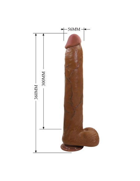 PRETTY LOVE - DANY REALISTIC FLEXIBLE DILDO WITH SUCTION CUP 36 CM -Ø- 5.6 CM BROWN