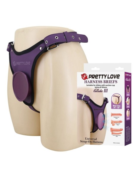 PRETTY LOVE - UNIVERSAL STRAP-ON HARNESS BRIEFS PURPLE AND BLACK