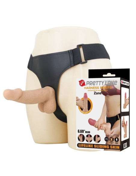 PRETTY LOVE - ZANE HARNESS WITH FLEXIBLE DILDO 17 CM Ø 4.3 CM NATURAL