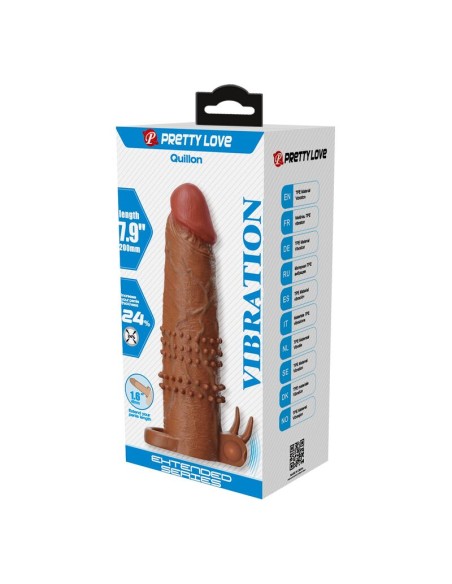 PRETTY LOVE - QUILLON VIBRATING PENIS SLEEVE 20 CM Ø 4 CM BROWN