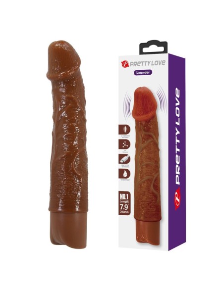 PRETTY LOVE - LEONARDO REALISTIC VIBRATOR 20 CM Ø 4 CM BROWN