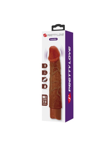 PRETTY LOVE - LEONARDO REALISTIC VIBRATOR 20 CM Ø 4 CM BROWN