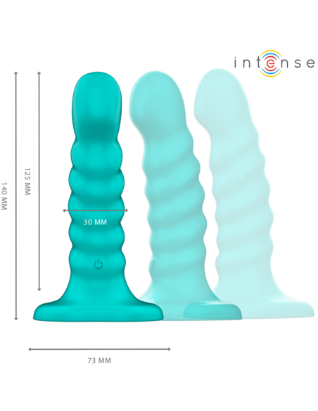 INTENSE - BUFFY VIBRATOR SIZE S SPIRAL DESIGN 10 VIBRATIONS BLUE REMOTE CONTROL