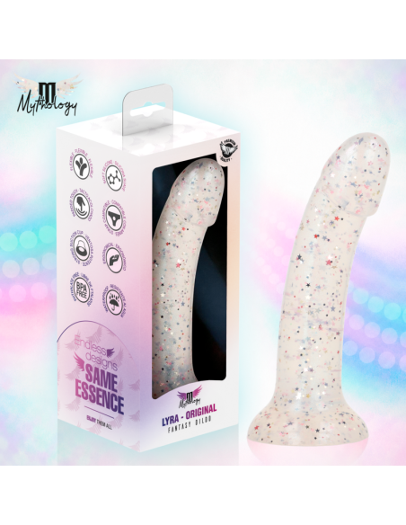 MYTHOLOGY - LYRA 5 DILDO DE SILICONA 17 CM Ø 3,6 CM TRANSPARENTE MOTEADO