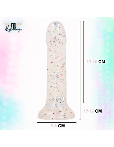 MYTHOLOGY - LYRA 5 DILDO DE SILICONA 17 CM Ø 3,6 CM TRANSPARENTE MOTEADO