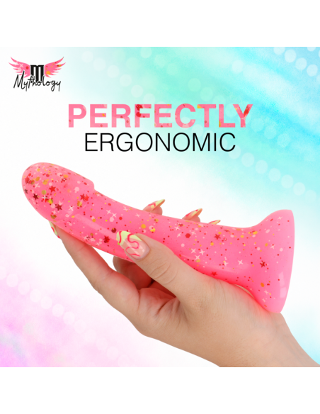 MYTHOLOGY - LYRA 6 SILICONE DILDO 17 CM Ø 3.6 CM PINK RED SPECKLED