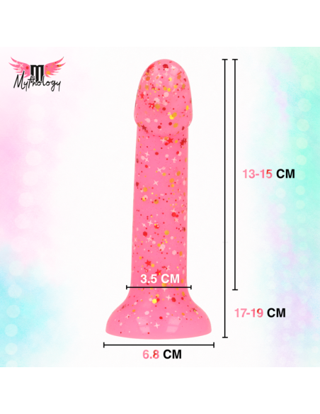 MYTHOLOGY - LYRA 6 SILICONE DILDO 17 CM Ø 3.6 CM PINK RED SPECKLED