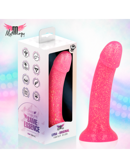 MYTHOLOGY - LYRA 7 SILICONE DILDO 17 CM Ø 3.6 CM PINK GOLD SPECKLED