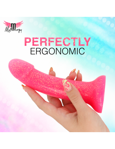 MYTHOLOGY - LYRA 7 SILICONE DILDO 17 CM Ø 3.6 CM PINK GOLD SPECKLED
