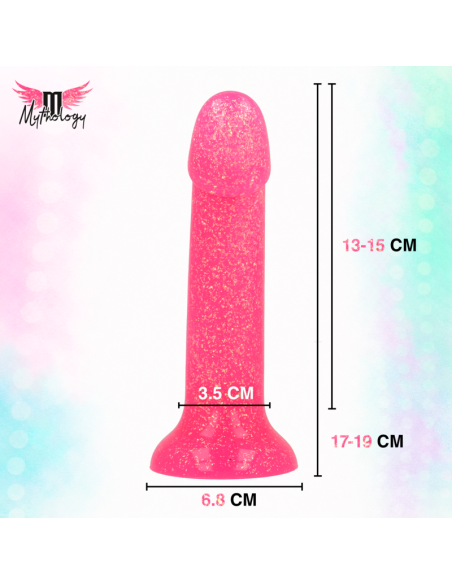 MYTHOLOGY - LYRA 7 SILICONE DILDO 17 CM Ø 3.6 CM PINK GOLD SPECKLED