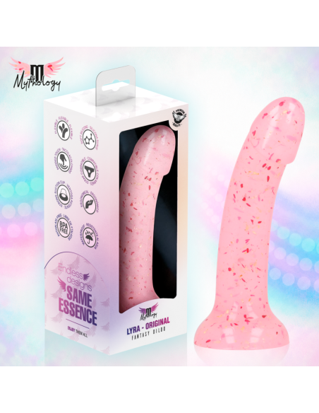 MYTHOLOGY - LYRA 9 SILICONE DILDO 17 CM Ø 3.6 CM CLEAR PINK RED SPECKLED
