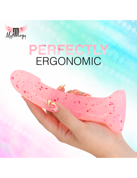 MYTHOLOGY - LYRA 9 SILICONE DILDO 17 CM Ø 3.6 CM CLEAR PINK RED SPECKLED