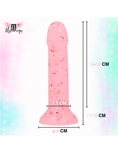 MYTHOLOGY - LYRA 9 SILICONE DILDO 17 CM Ø 3.6 CM CLEAR PINK RED SPECKLED